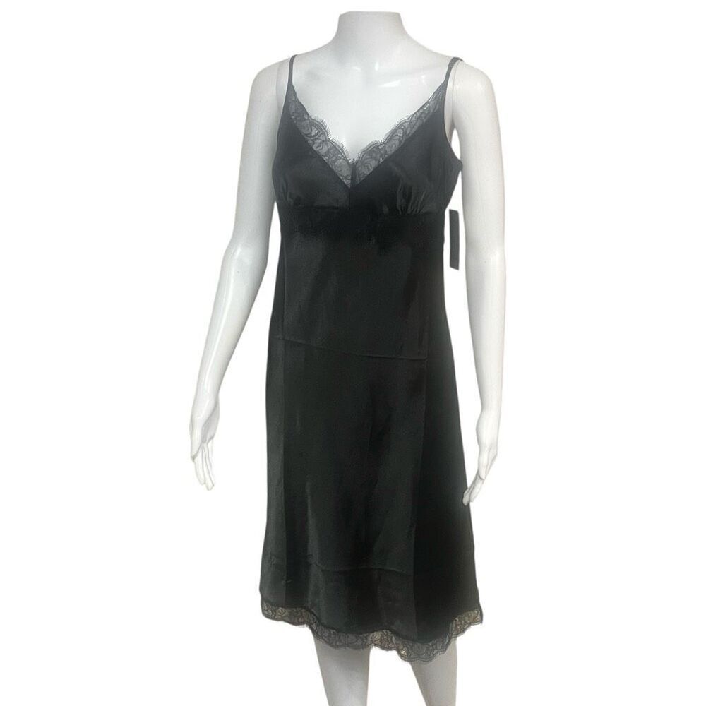 Laundry Blac Slip Dress Lace Detail Adjustable Straps Y2K Sz M Dead Stock